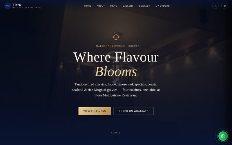 Flora Multicuisine Restaurant website preview